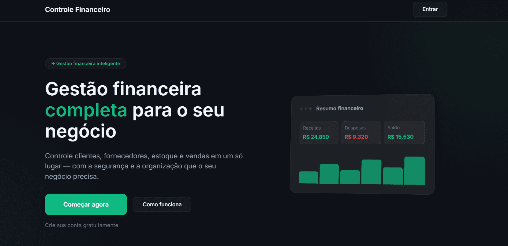 Screenshot do projeto real — Sistema Financeiro Multi-Tenant