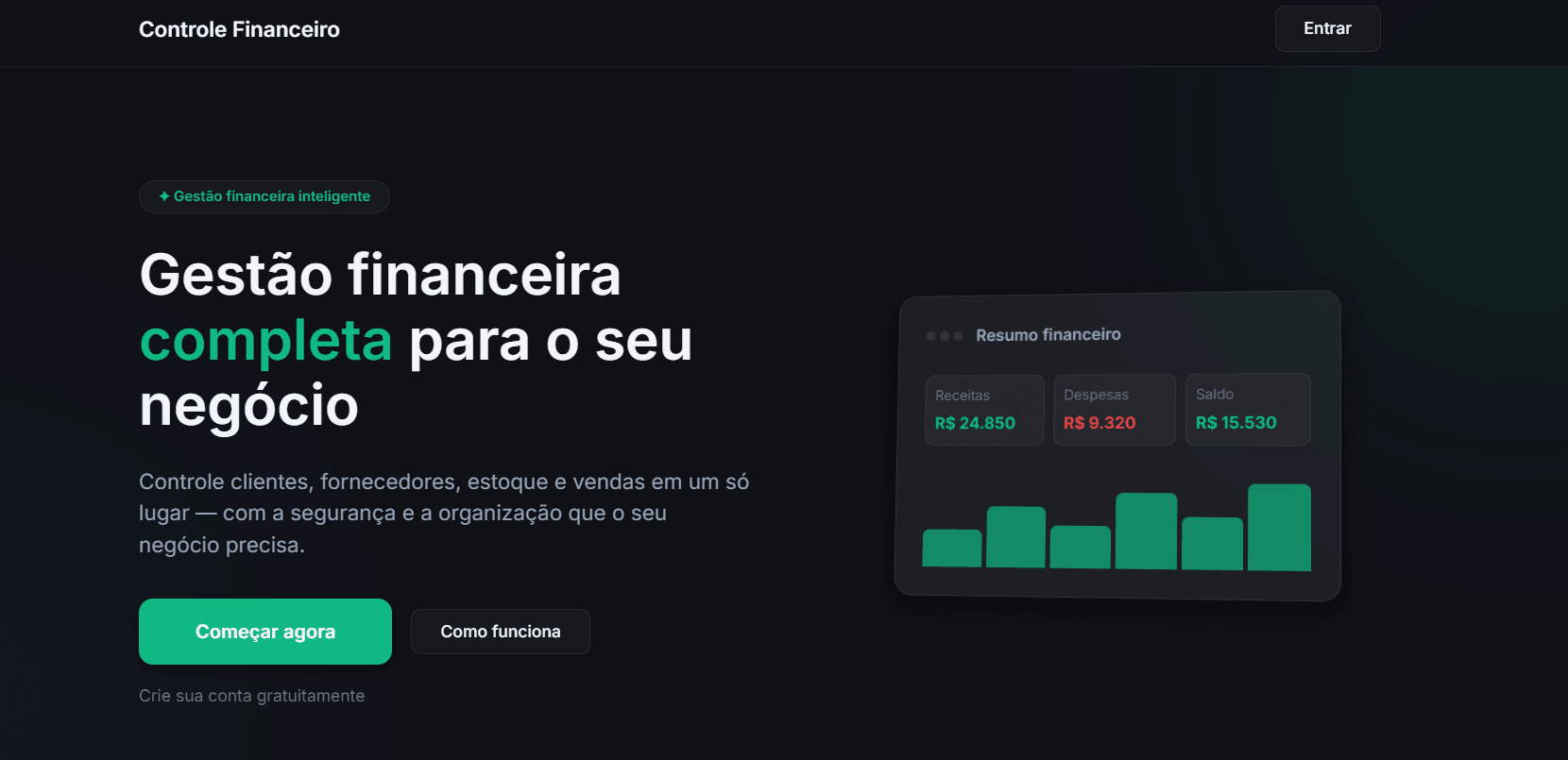Preview do projeto Sistema Financeiro Multi-Tenant